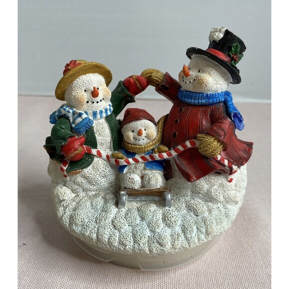 Snowman Family playing in the snow Candle Topper. So cute - Picture 3 of 8